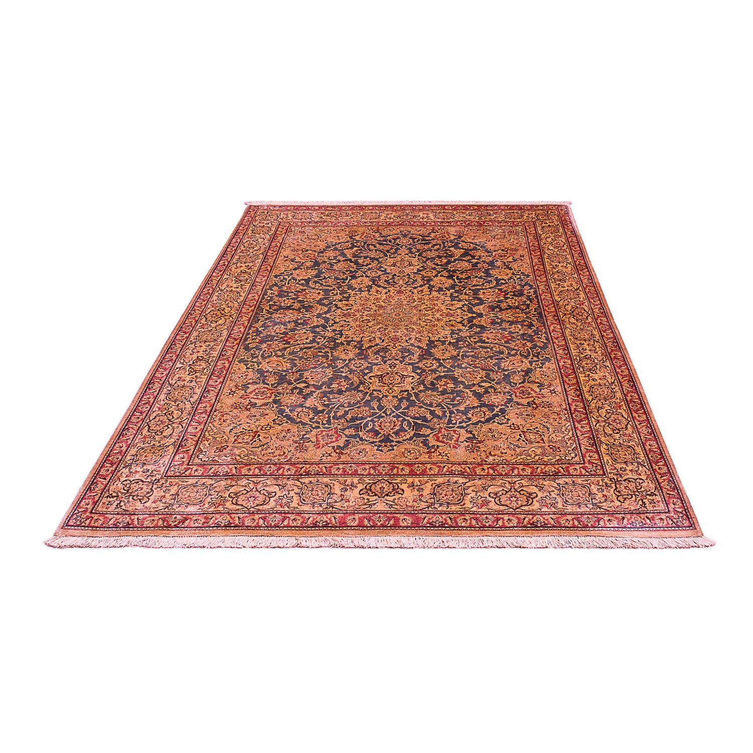 Alfombra de seda - Ghom Seda - Prima - 216 x 132 cm - azul oscuro