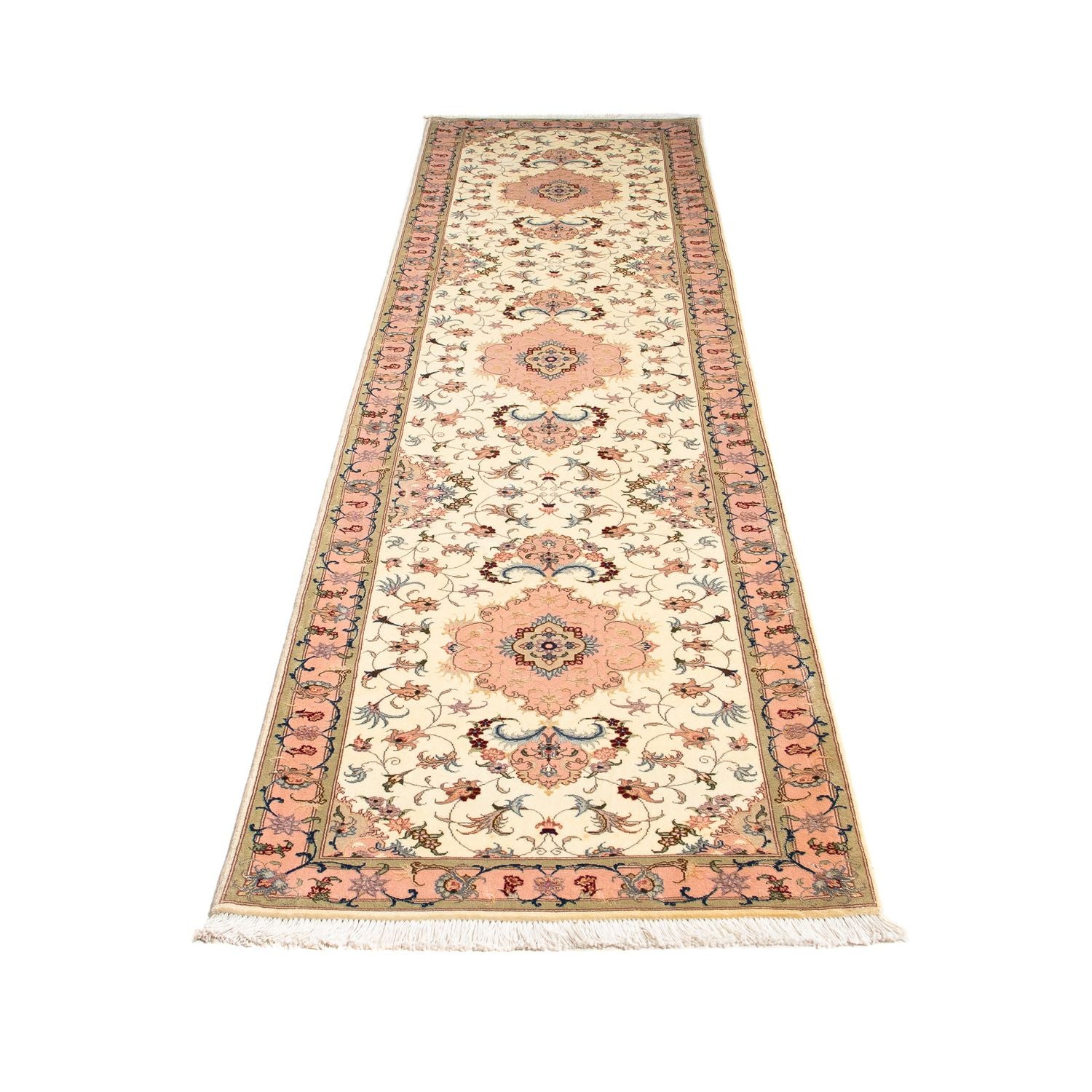 Alfombra de pasillo Alfombra Persa - Tabriz - Real - 300 x 74 cm - beige