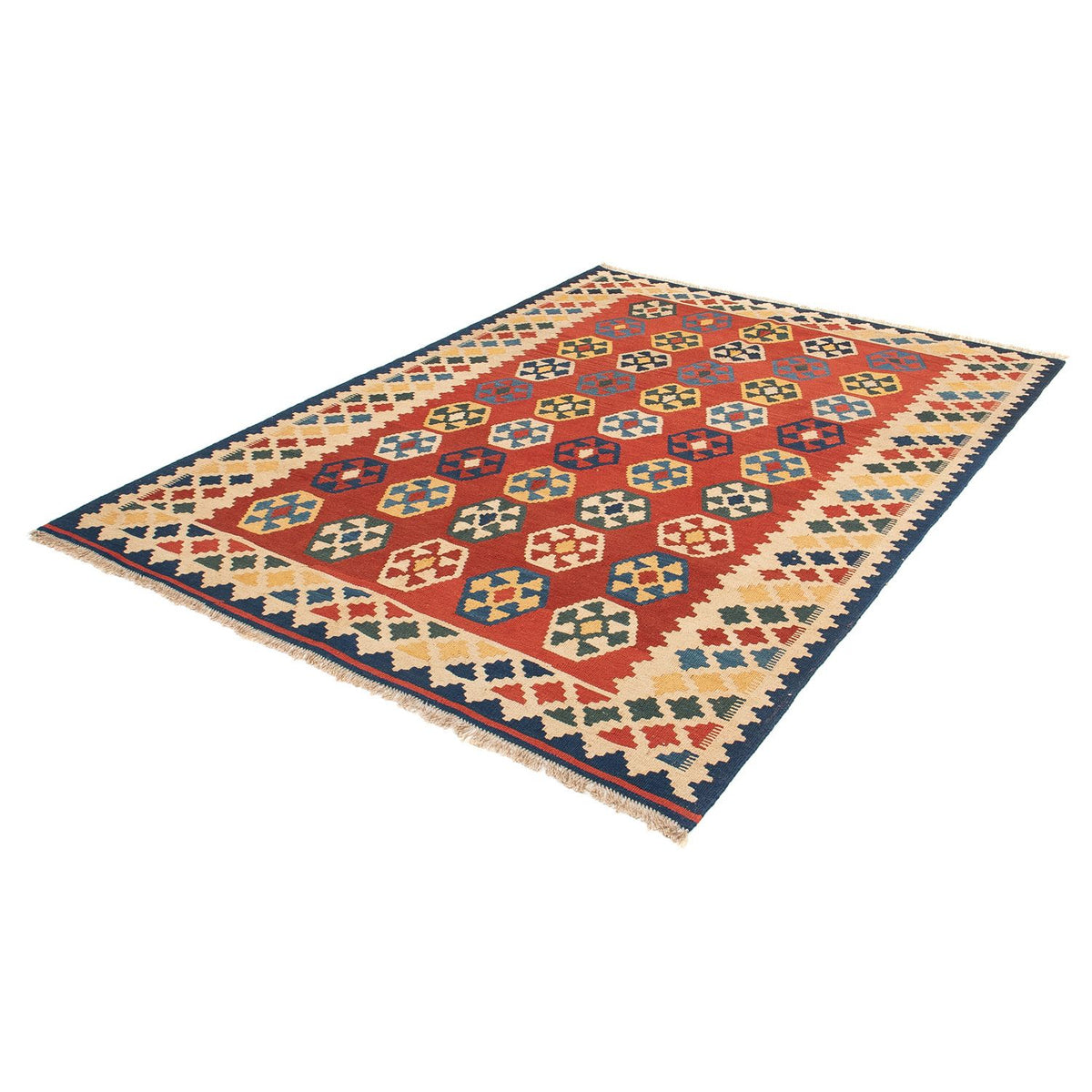 Alfombra Kelim - Oriental - 212 x 152 cm - rojo oscuro