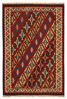 Alfombra Kelim - Oriental - 209 x 154 cm - rojo oscuro