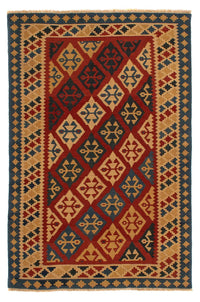 Alfombra Kelim - Oriental - 217 x 142 cm - rojo oscuro