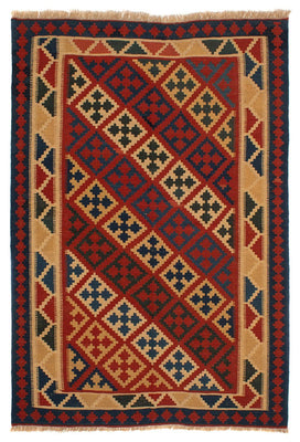 Alfombra Kelim - Oriental - 220 x 151 cm - rojo oscuro