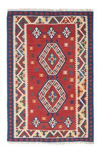 Alfombra Kelim - Oriental - 222 x 146 cm - rojo oscuro