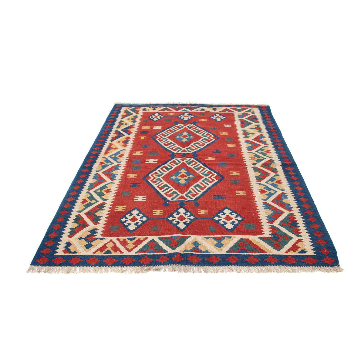 Alfombra Kelim - Oriental - 222 x 146 cm - rojo oscuro