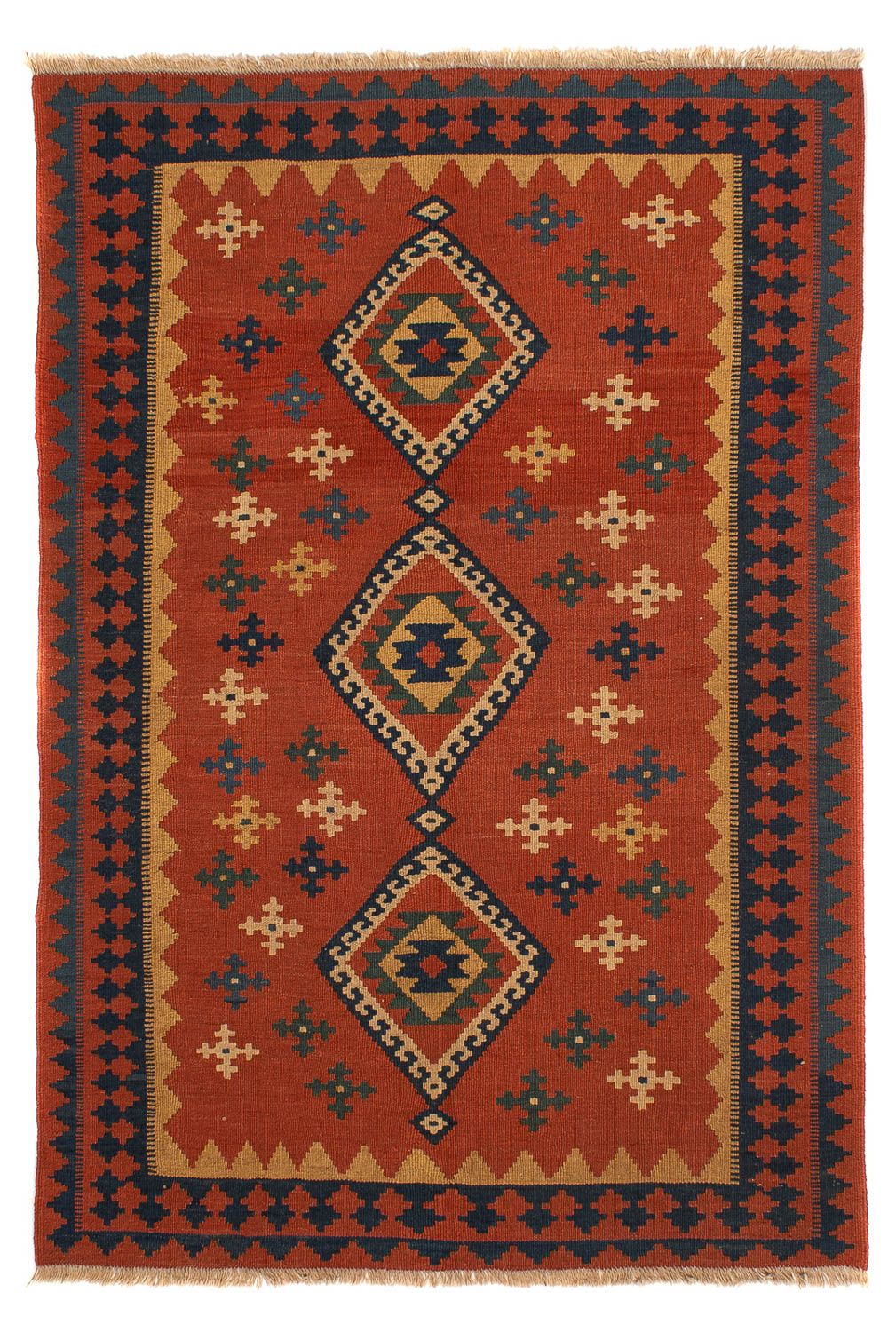 Alfombra Kelim - Oriental - 198 x 138 cm - rojo oscuro