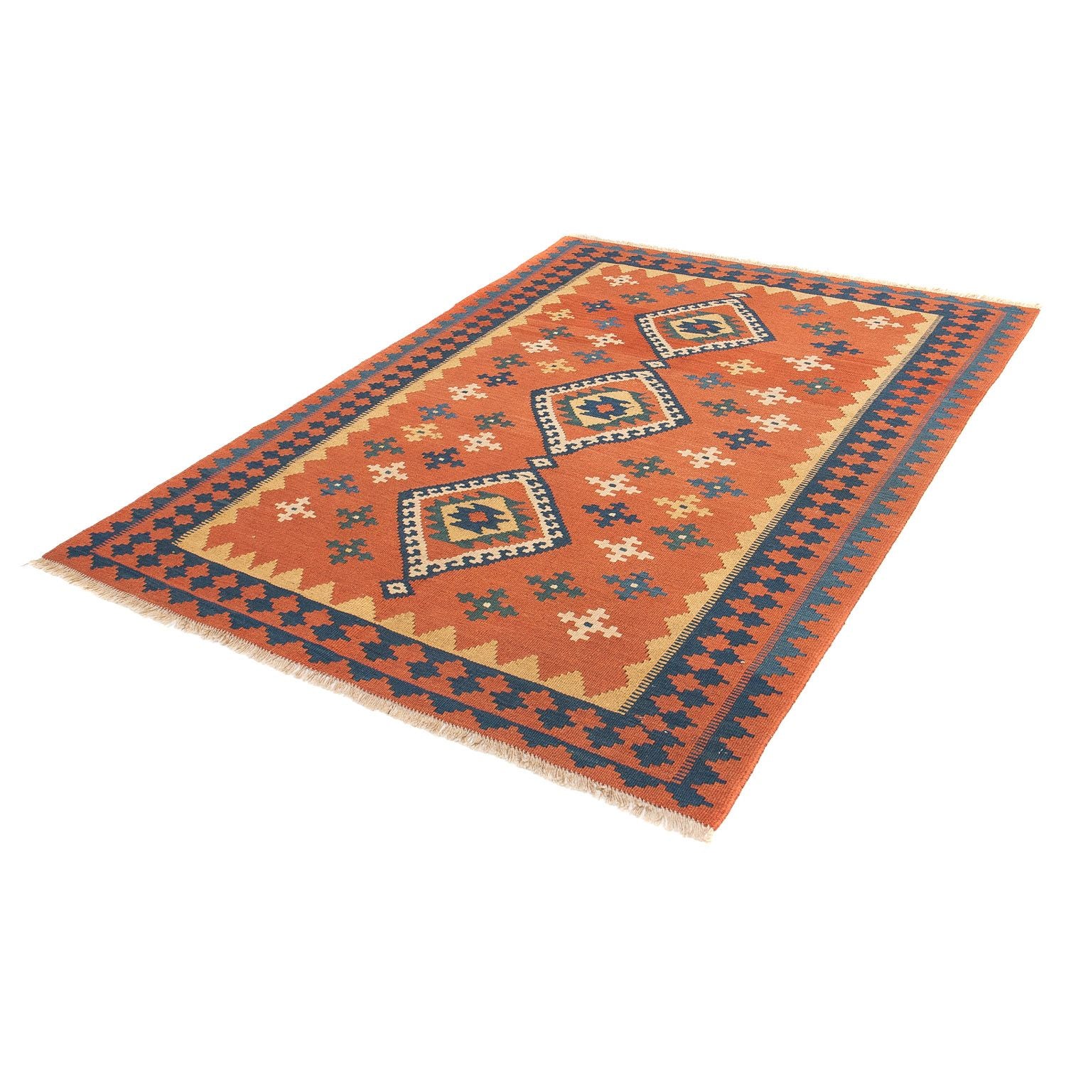 Alfombra Kelim - Oriental - 198 x 138 cm - rojo oscuro