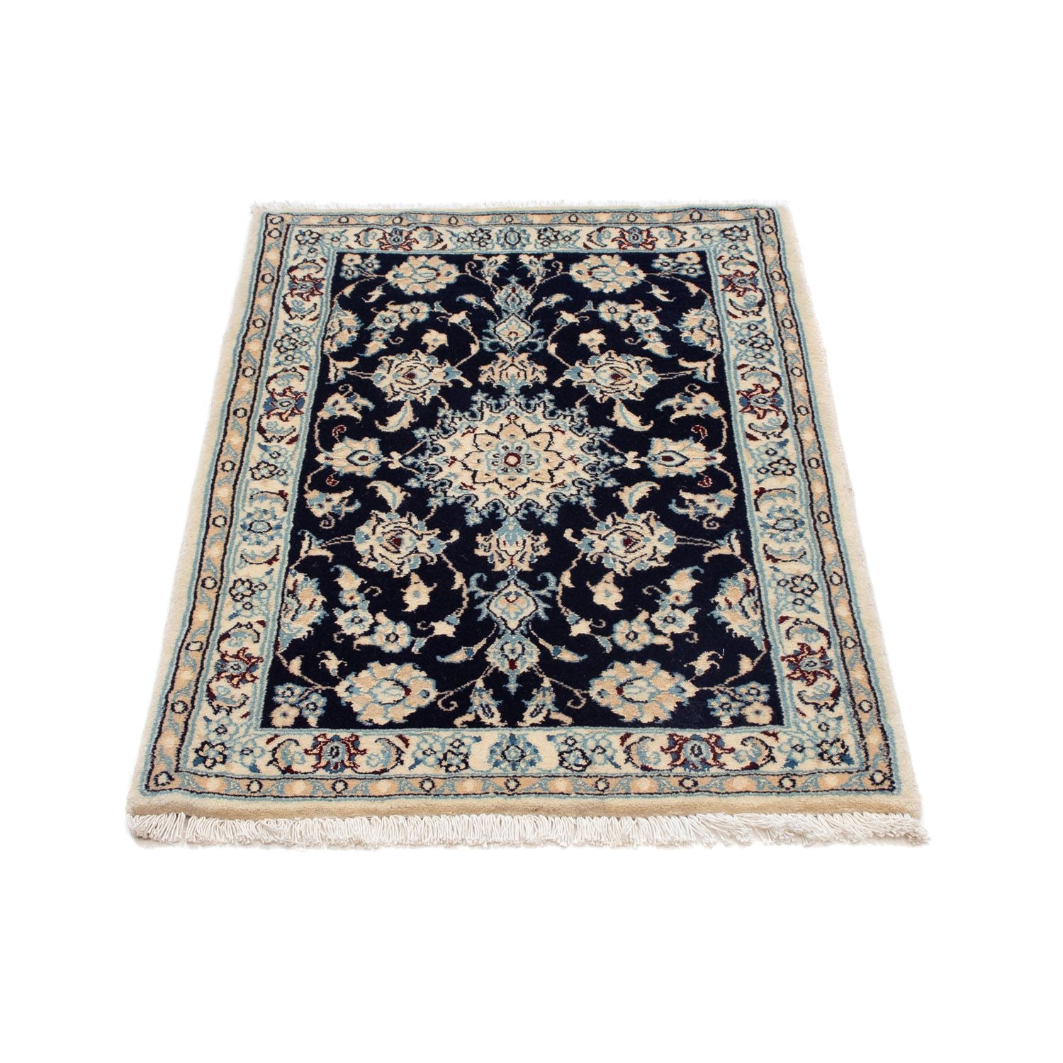 Alfombra Persa - Nain - Real - 90 x 58 cm - azul oscuro