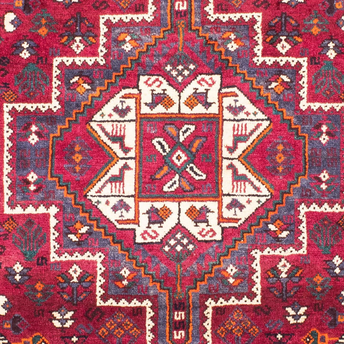 Alfombra persa - Nómada - 153 x 118 cm - rojo oscuro