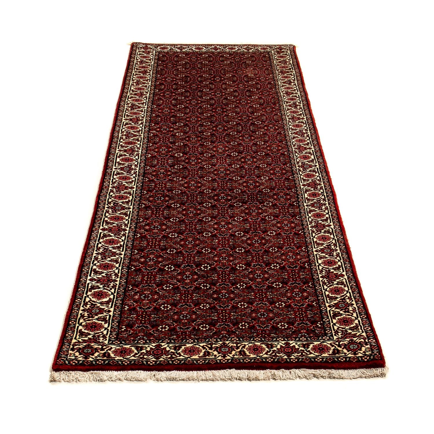 Alfombra de pasillo Alfombra persa - Bidjar - 296 x 82 cm - rojo oscuro
