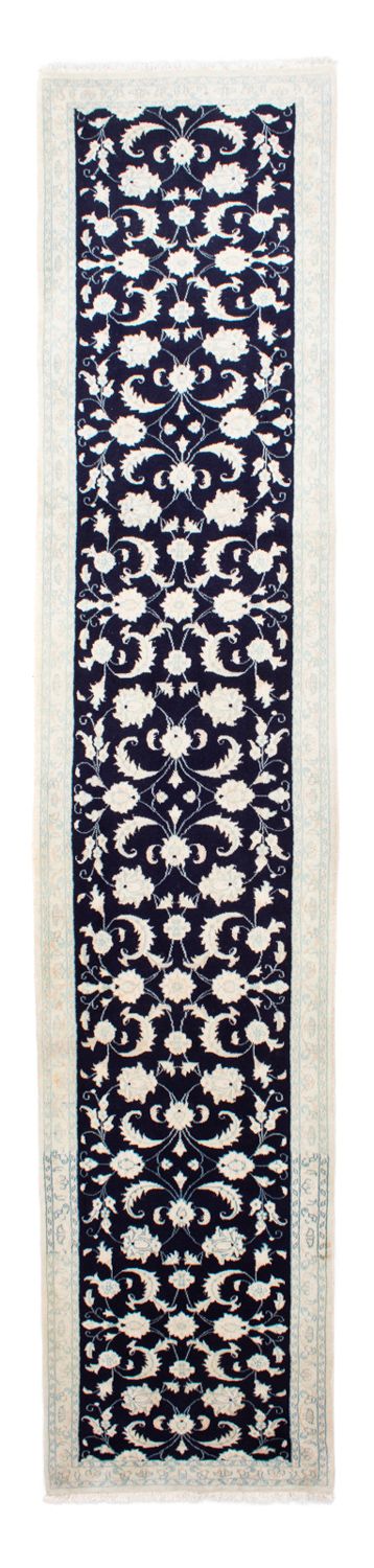 Alfombra de pasillo Alfombra persa - Nain - 393 x 83 cm - azul oscuro