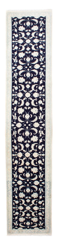 Alfombra de pasillo Alfombra persa - Nain - 393 x 83 cm - azul oscuro
