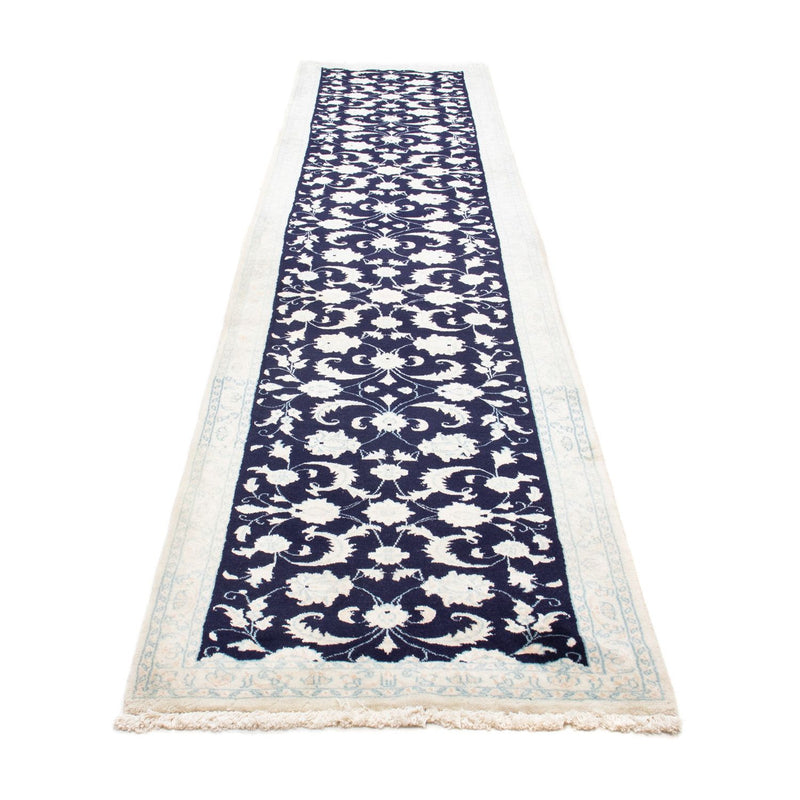 Alfombra de pasillo Alfombra persa - Nain - 393 x 83 cm - azul oscuro
