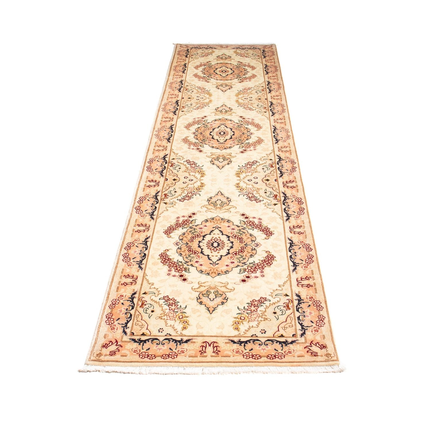 Alfombra de pasillo Alfombra Persa - Tabriz - Real - 306 x 74 cm - beige