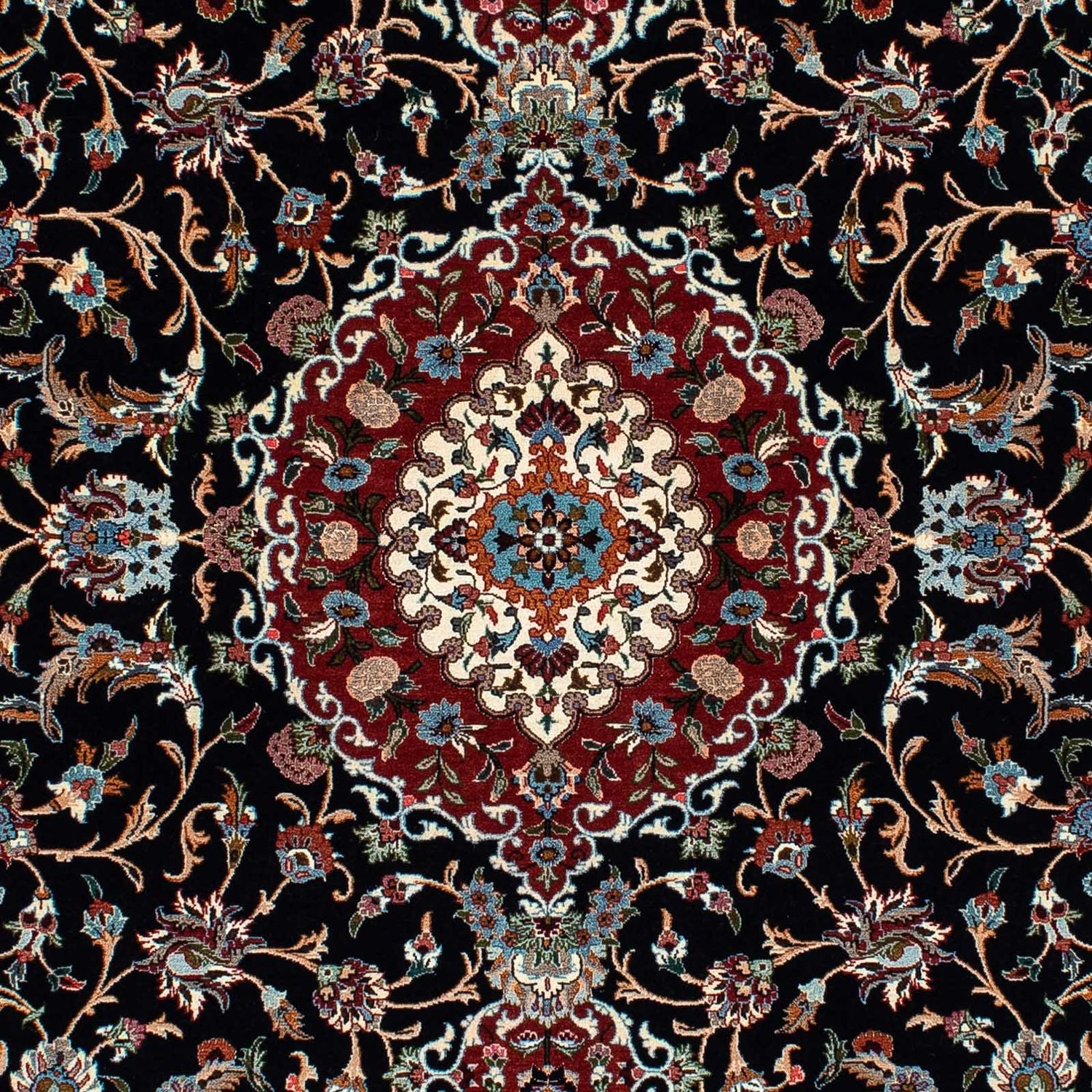 Alfombra persa - Ghom - 213 x 141 cm - azul oscuro