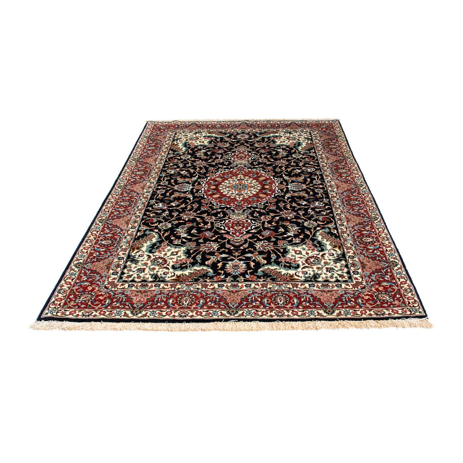 Alfombra persa - Ghom - 213 x 141 cm - azul oscuro