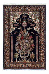 Alfombra persa - Ghom - 210 x 139 cm - azul oscuro