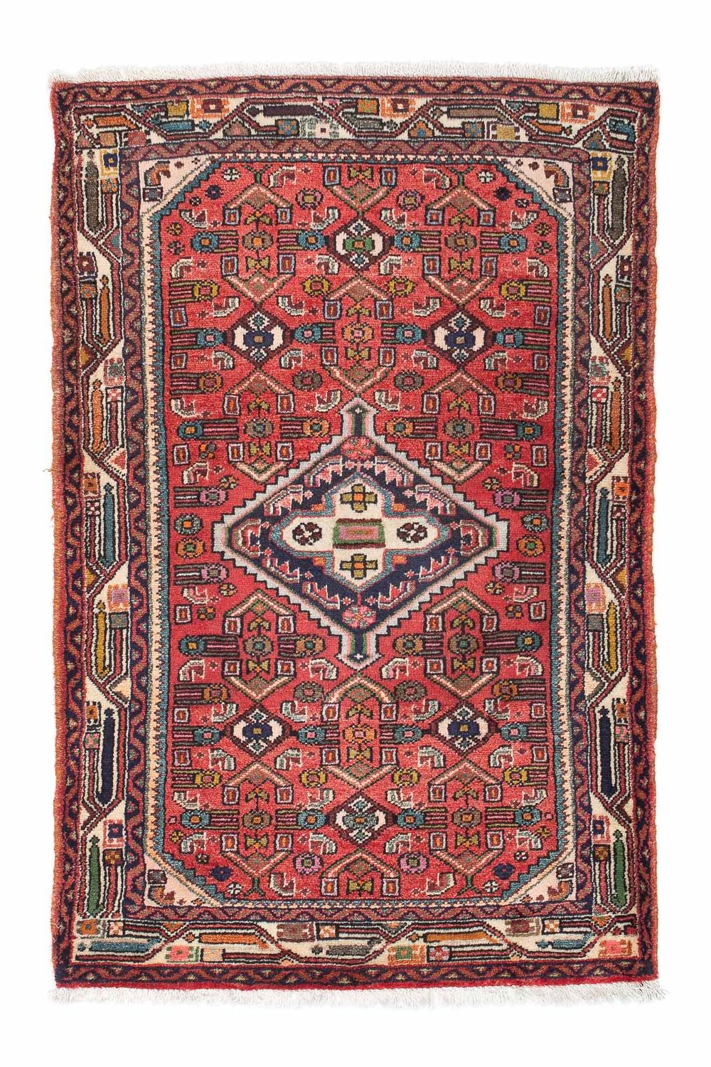 Alfombra persa - Nómada - 103 x 83 cm - rojo