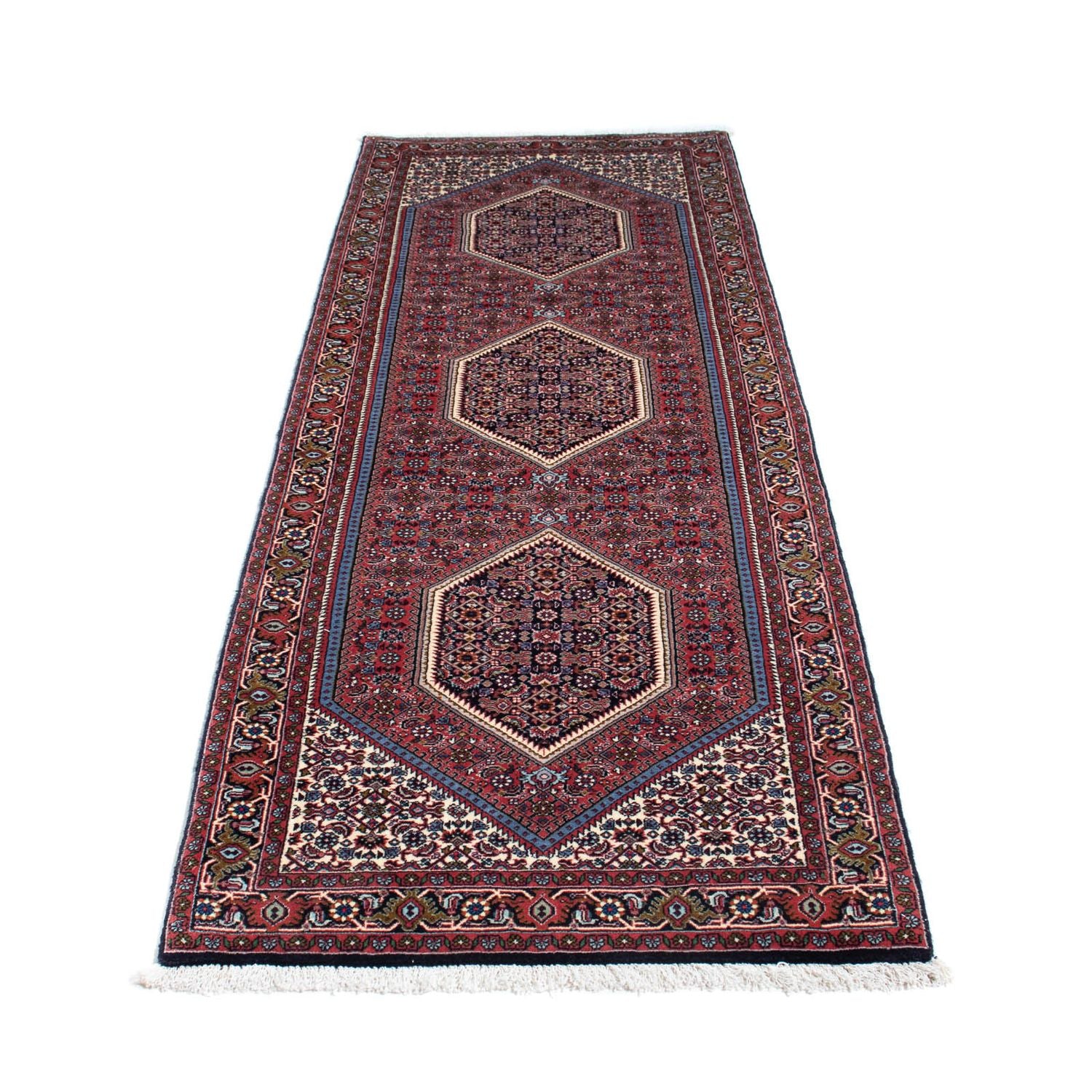 Alfombra de pasillo Alfombra persa - Bidjar - 245 x 74 cm - rojo claro