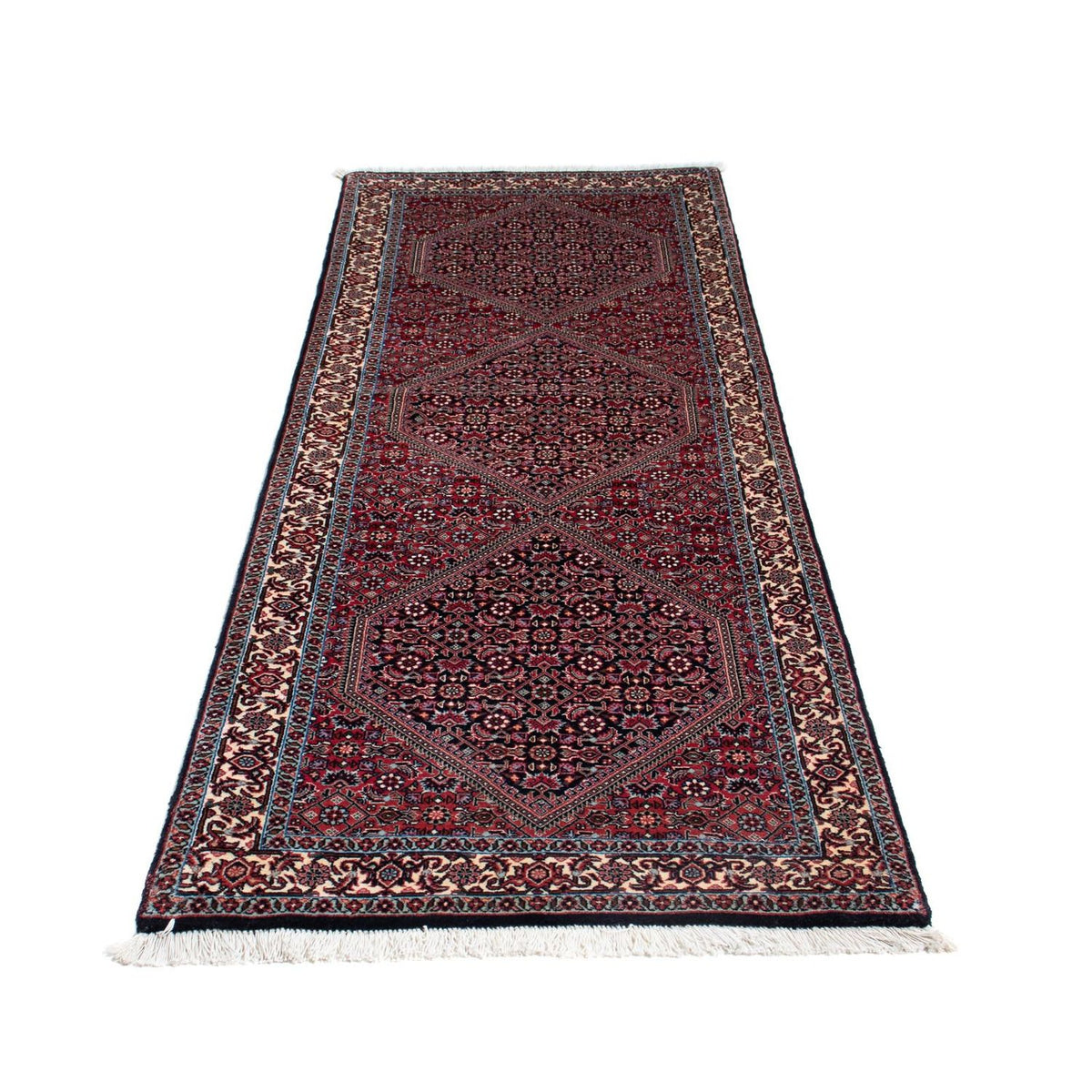 Alfombra de pasillo Alfombra persa - Bidjar - 212 x 74 cm - rojo oscuro