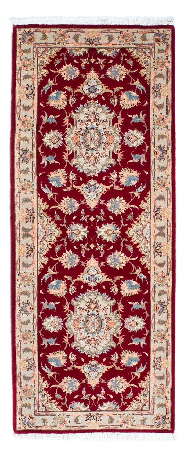 Alfombra de pasillo Alfombra Persa - Tabriz - Real - 213 x 83 cm - rojo oscuro
