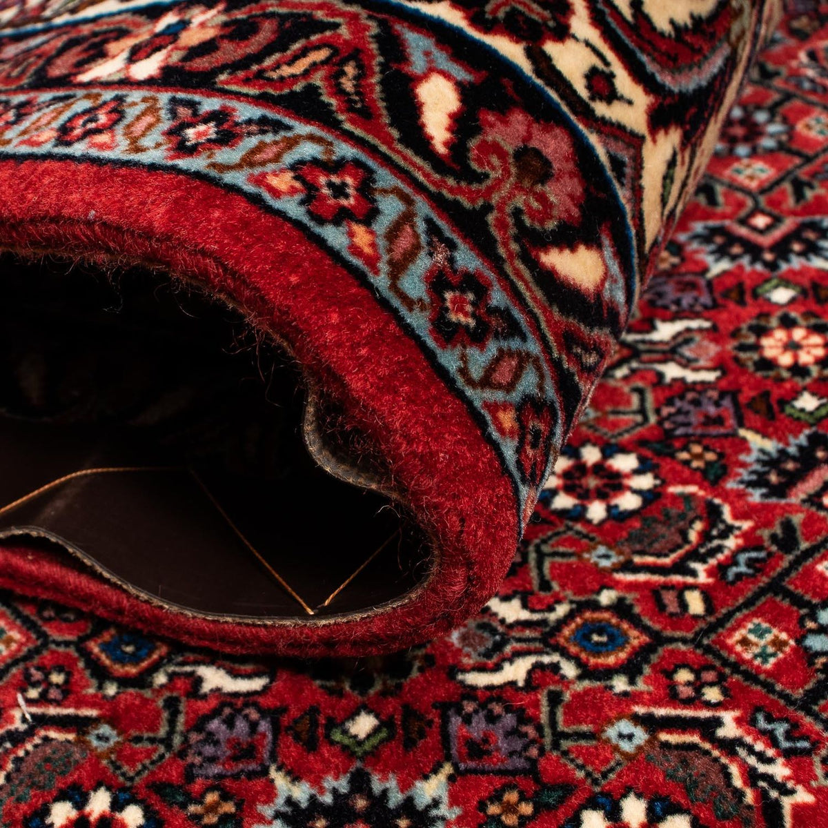 Alfombra persa - Bidjar - 242 x 203 cm - rojo oscuro