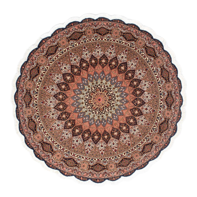 Alfombra Persa - Tabriz - Real redondo  - 150 x 150 cm - marrón