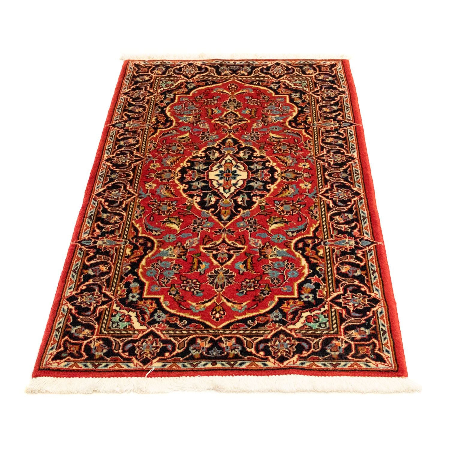 Alfombra persa - Keshan - 124 x 68 cm - rojo oscuro