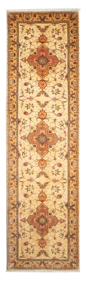 Alfombra de pasillo Alfombra Persa - Tabriz - Real - 314 x 80 cm - marrón claro
