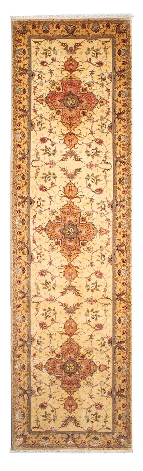 Alfombra de pasillo Alfombra Persa - Tabriz - Real - 314 x 80 cm - marrón claro