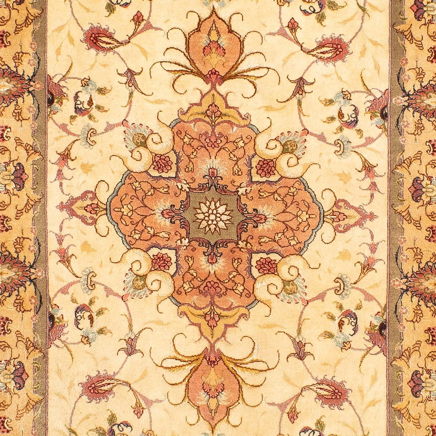 Alfombra de pasillo Alfombra Persa - Tabriz - Real - 314 x 80 cm - marrón claro