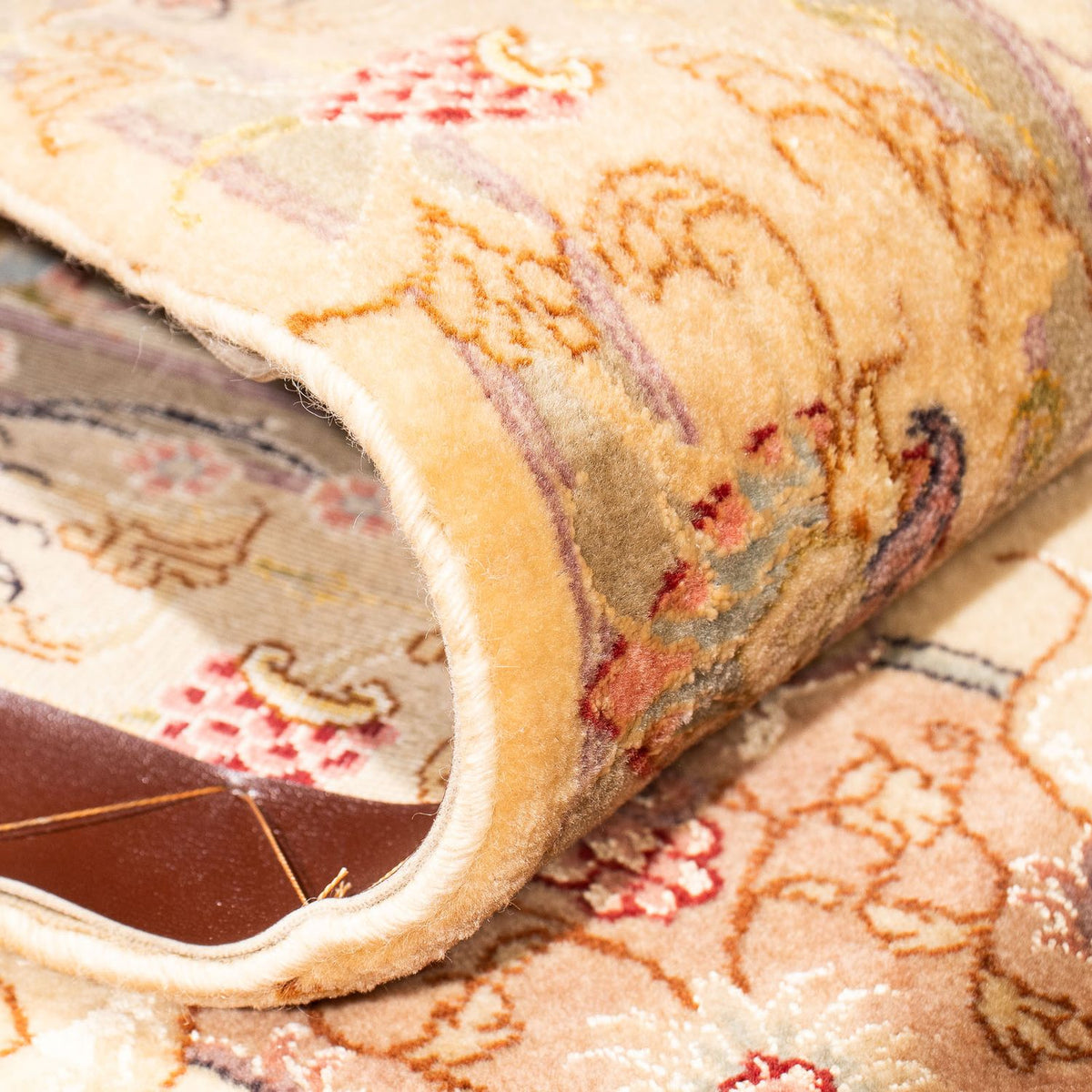 Alfombra de pasillo Alfombra Persa - Tabriz - Real - 314 x 80 cm - marrón claro