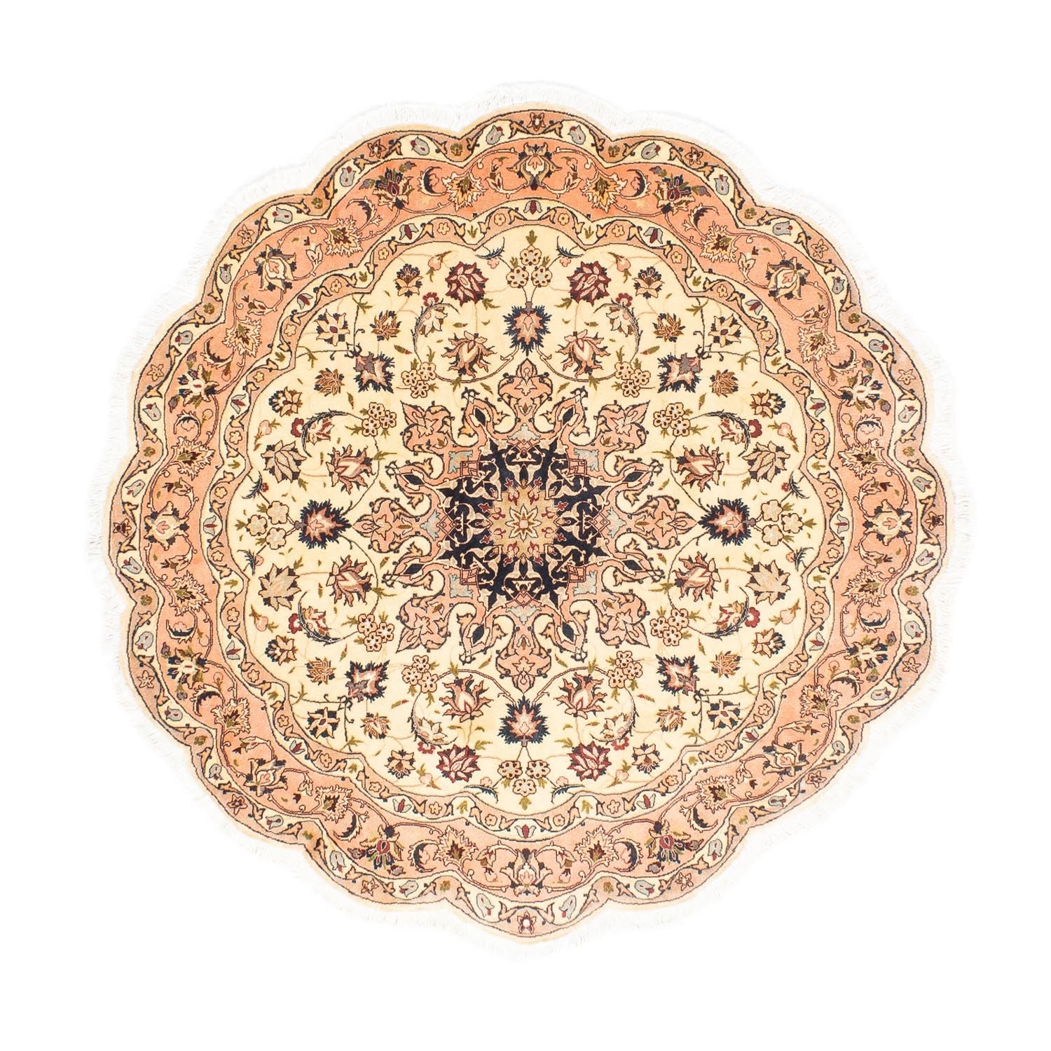 Alfombra Persa - Tabriz - Real redondo  - 150 x 150 cm - beige