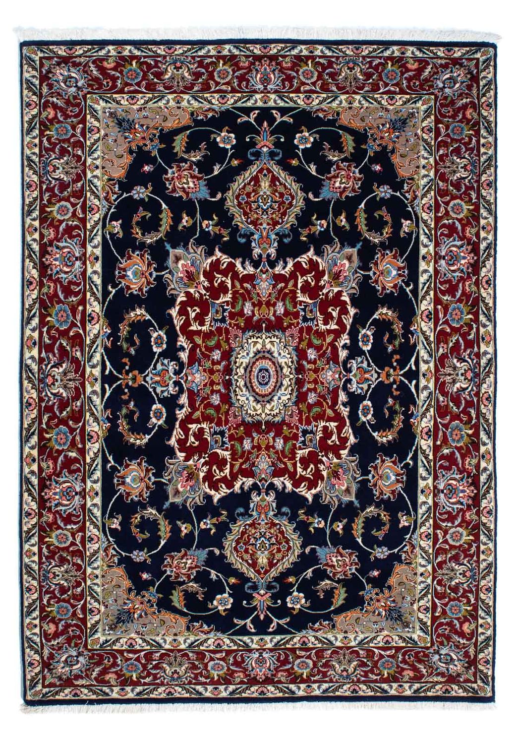 Alfombra persa - Ghom - 198 x 142 cm - azul oscuro