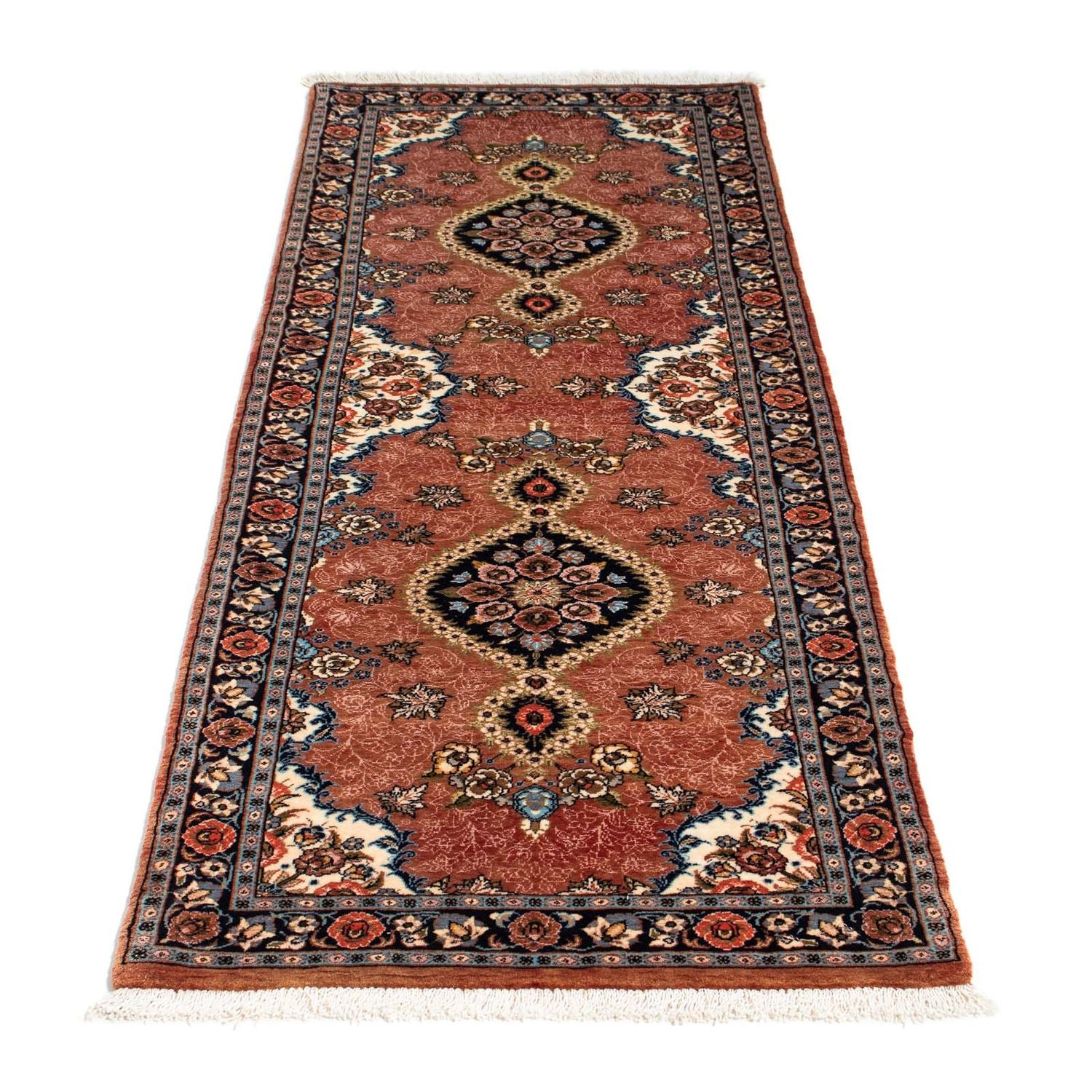 Alfombra de pasillo Alfombra persa - Ghom - 192 x 68 cm - óxido