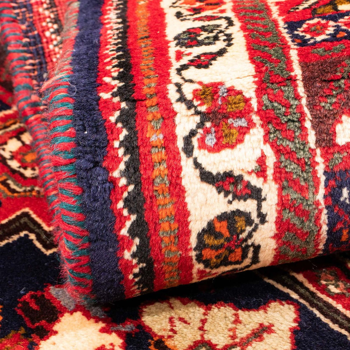 Alfombra persa - Nómada - 135 x 107 cm - rojo oscuro