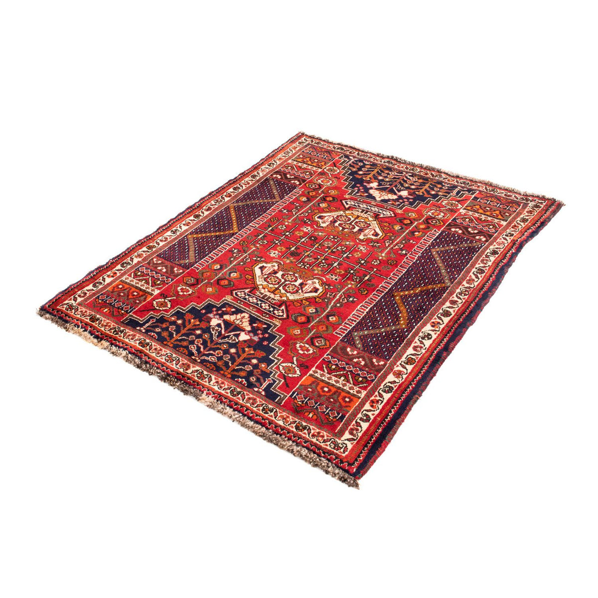 Alfombra persa - Nómada - 135 x 107 cm - rojo oscuro