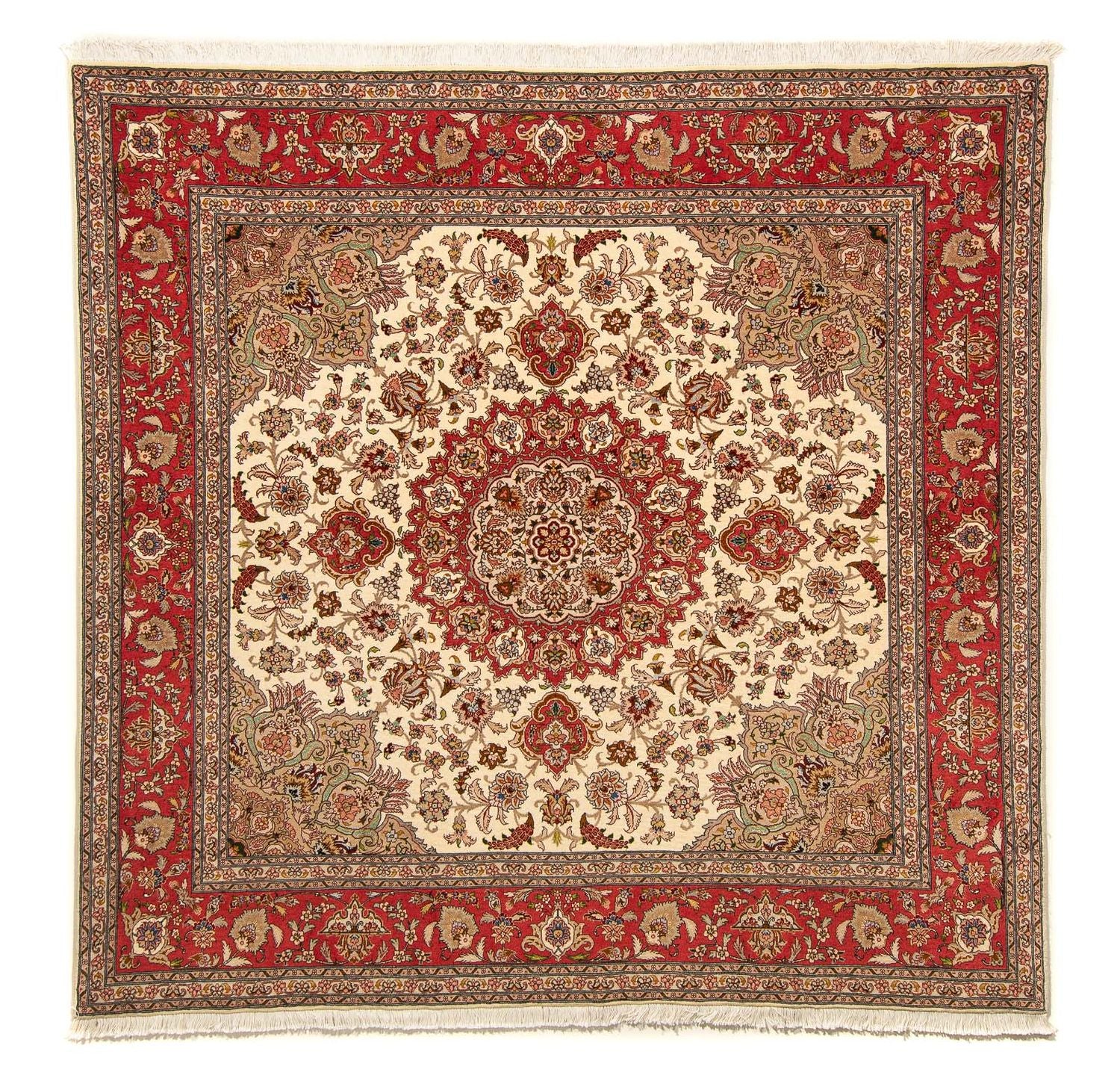 Alfombra Persa - Tabriz - Real cuadrado  - 203 x 200 cm - beige
