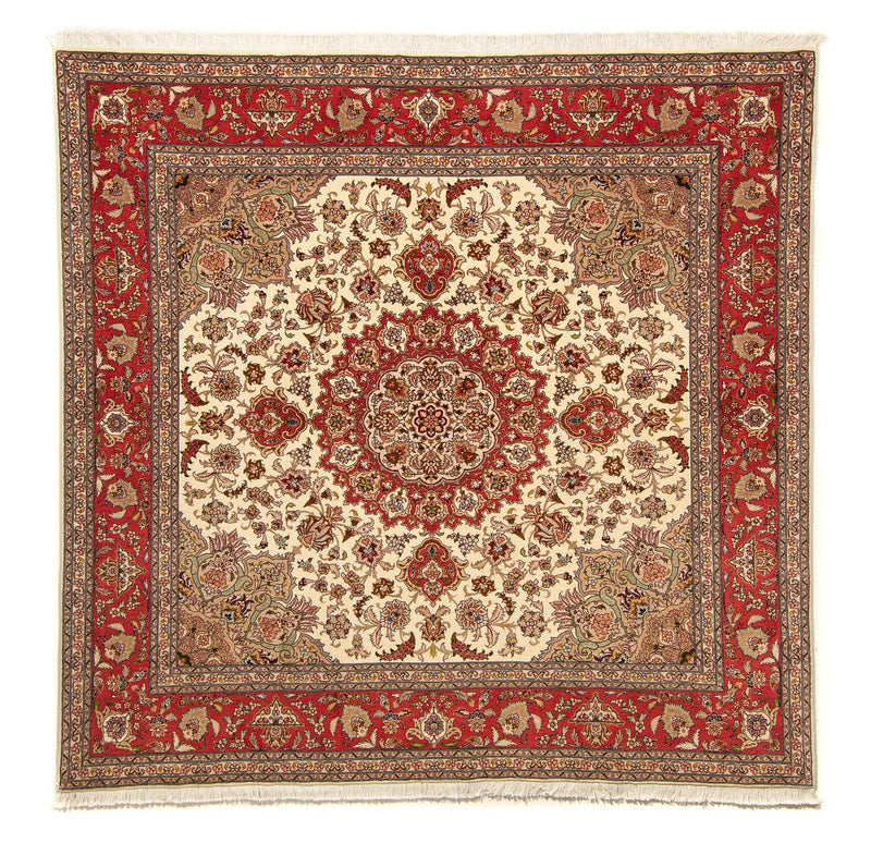 Alfombra Persa - Tabriz - Real cuadrado  - 203 x 200 cm - beige