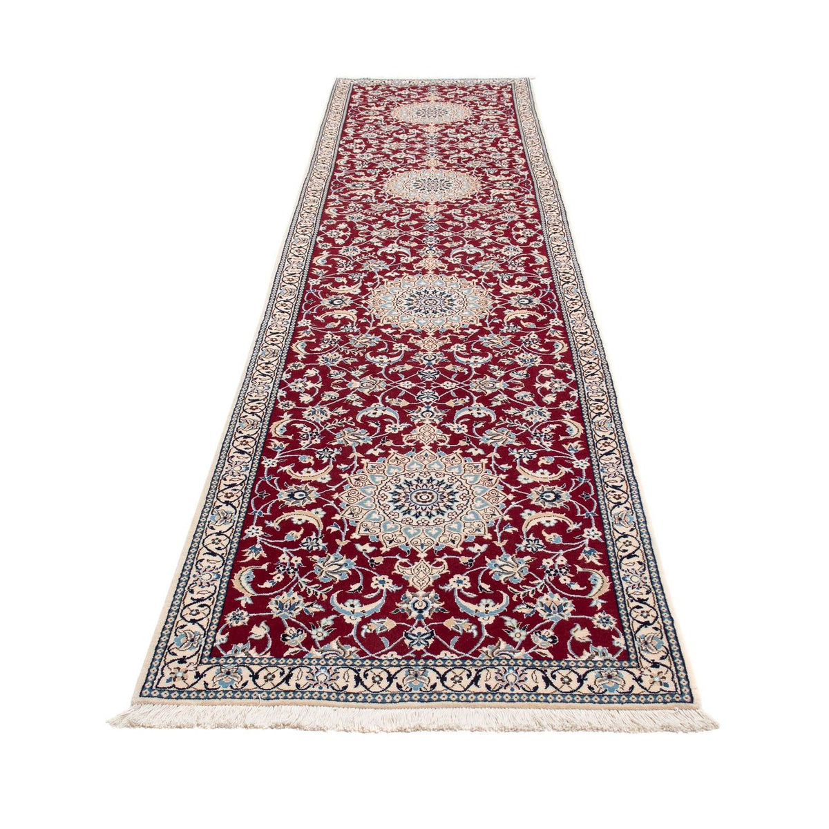 Alfombra de pasillo Alfombra Persa - Nain - Real - 393 x 89 cm - rojo oscuro