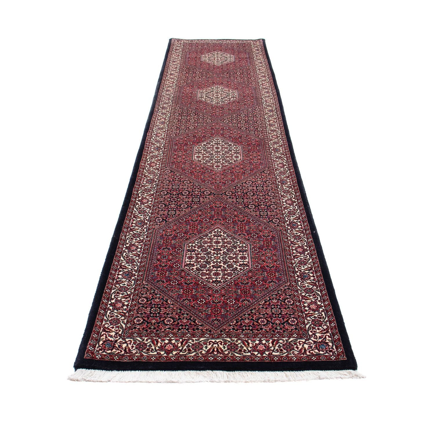 Alfombra de pasillo Alfombra persa - Bidjar - 404 x 88 cm - rojo claro