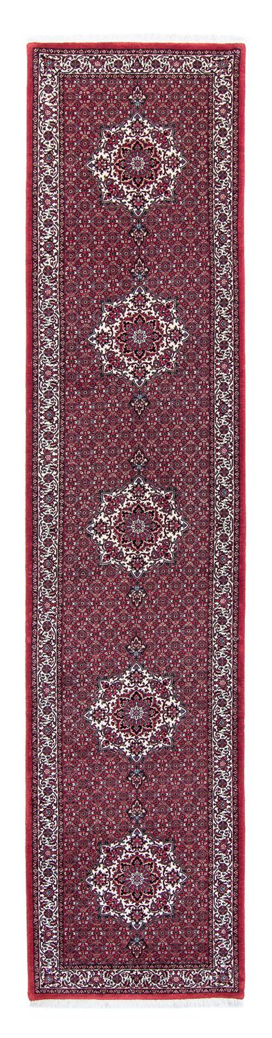 Alfombra de pasillo Alfombra persa - Bidjar - 398 x 83 cm - rojo oscuro