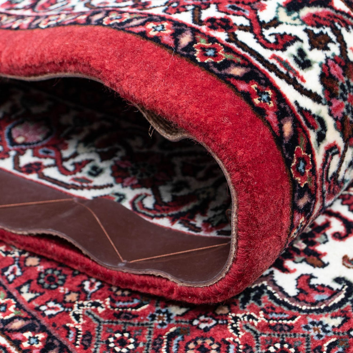 Alfombra de pasillo Alfombra persa - Bidjar - 398 x 83 cm - rojo oscuro