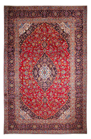 Alfombra persa - Keshan - 386 x 252 cm - rojo oscuro