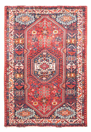 Alfombra persa - Nómada - 161 x 110 cm - rojo oscuro