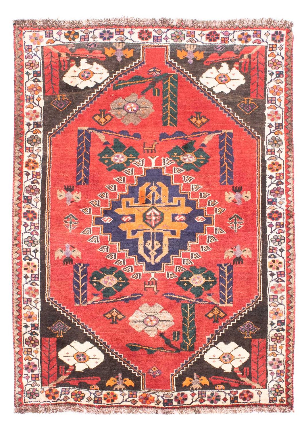 Alfombra persa - Nómada - 160 x 110 cm - rojo oscuro