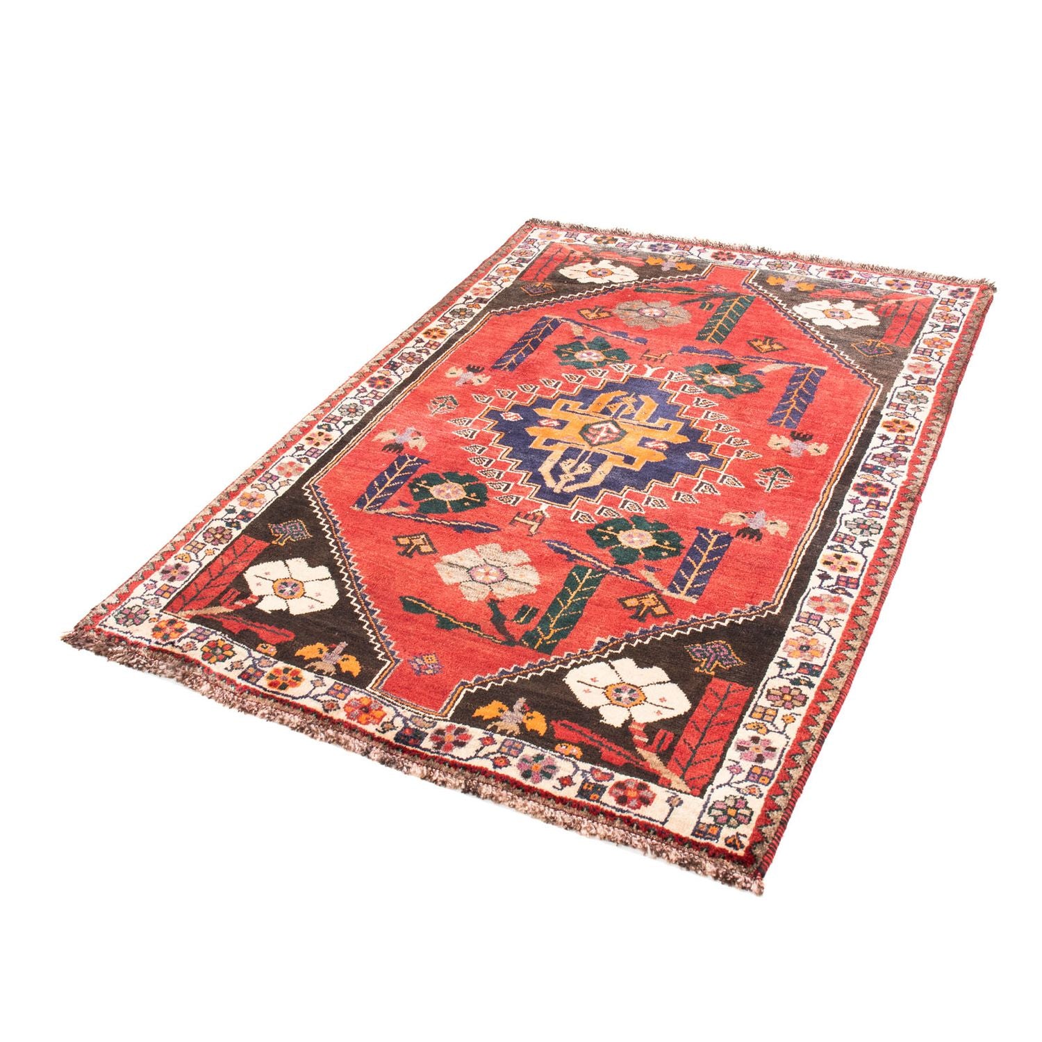 Alfombra persa - Nómada - 160 x 110 cm - rojo oscuro