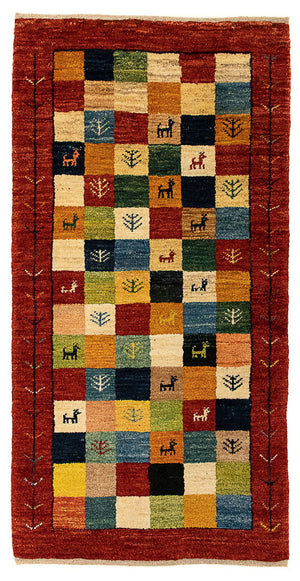 Alfombra Gabbeh - Persa - 136 x 72 cm - rojo oscuro