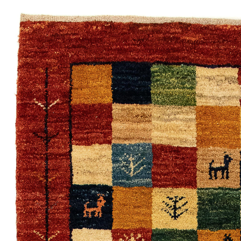 Alfombra Gabbeh - Persa - 136 x 72 cm - rojo oscuro