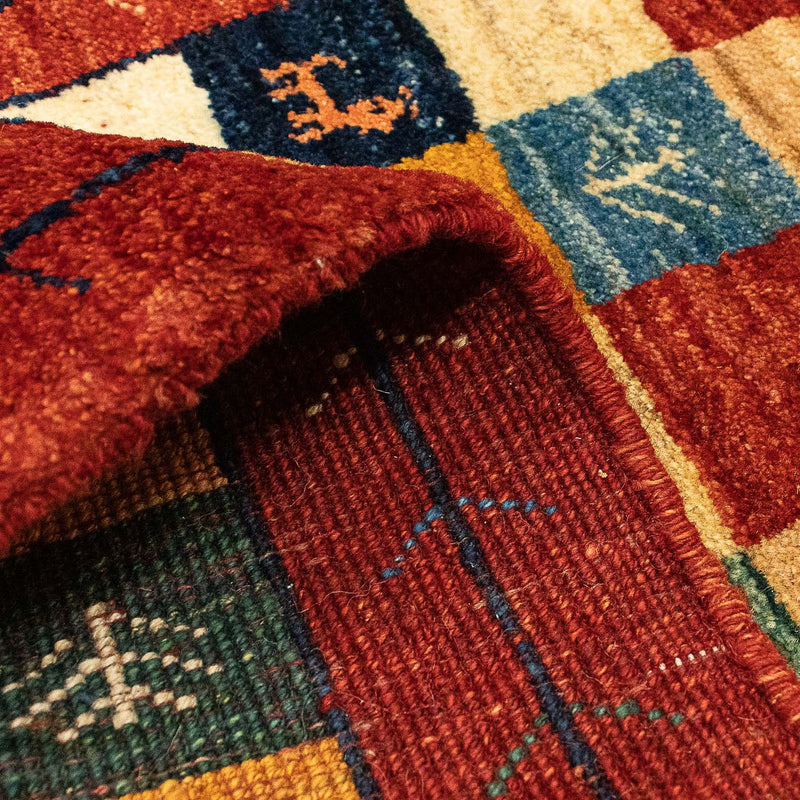 Alfombra Gabbeh - Persa - 136 x 72 cm - rojo oscuro
