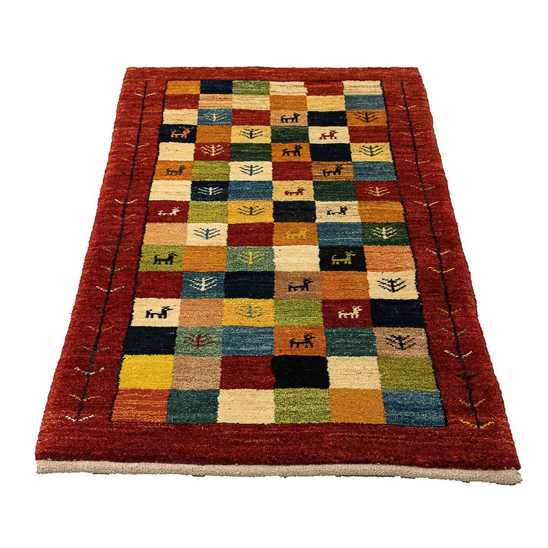 Alfombra Gabbeh - Persa - 136 x 72 cm - rojo oscuro